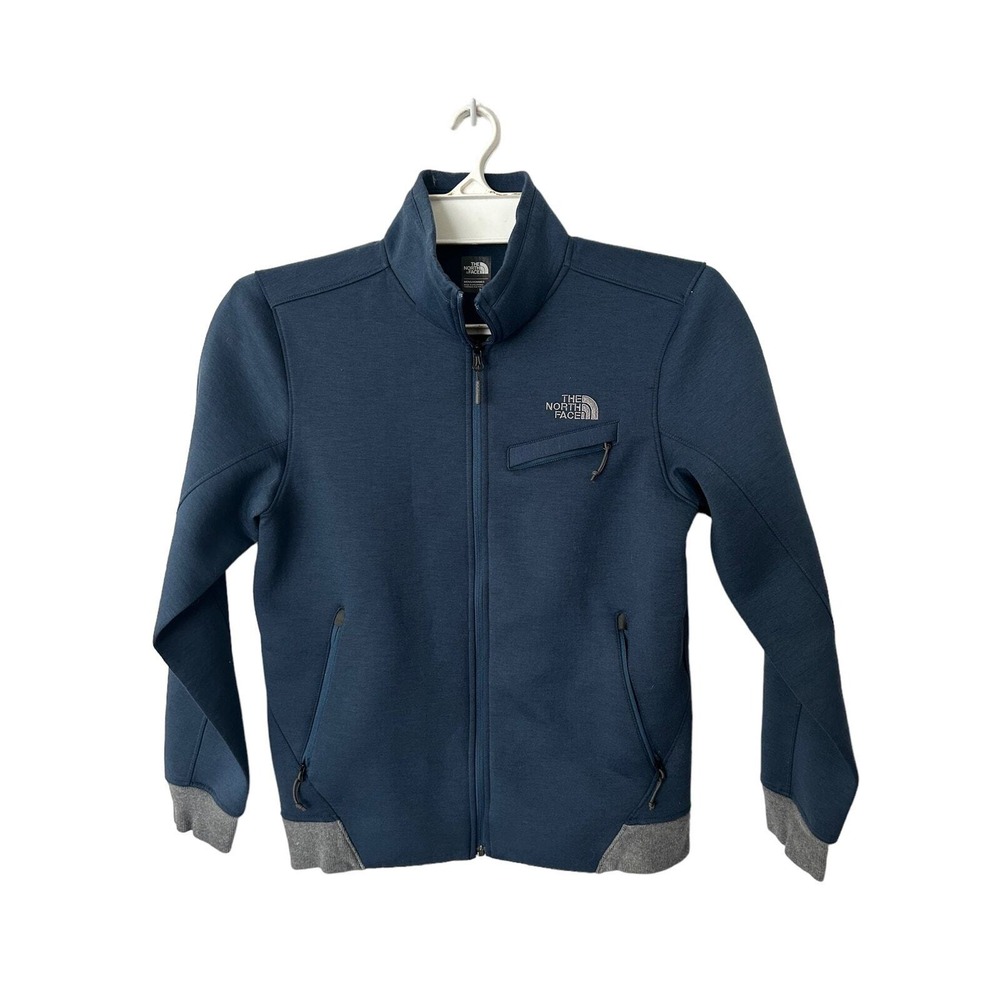 North Face Mens‎ Blue Thermal Zip up Jacket ZIPPER Pockets Soft Shell medium